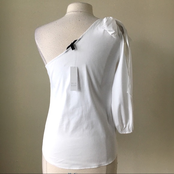One shoulder poplin top shirt blouse - Picture 5 of 7